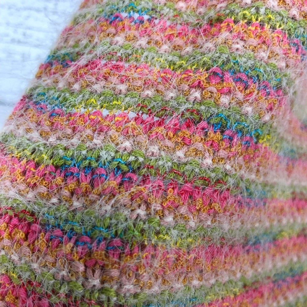 Urban Outfitters Coral Fuzzy‎ Soft Stripped Long Scarf